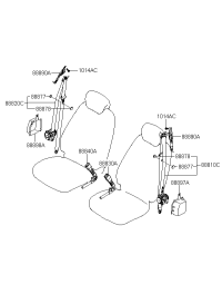 888303L000J9-BUCKLE ASSY-FR S/BELT,LH