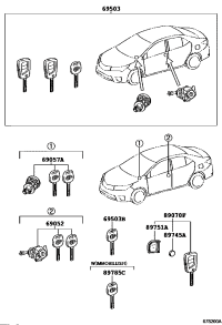6905202400-CYLINDER & KEY SET, DOOR LOCK, LH