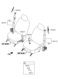 888302B202HZ-BUCKLE ASSY-FR S/BELT,LH