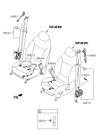 888400U000RY-BUCKLE ASSY-FRONT SEAT BELT,RH