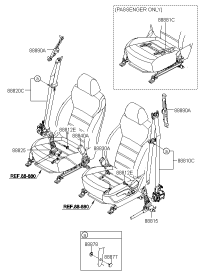 88840C5000WK-BUCKLE ASSY-FRONT SEAT BELT,RH