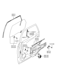 834202E035-GLASS & GRIP ASSY-RR DR RH