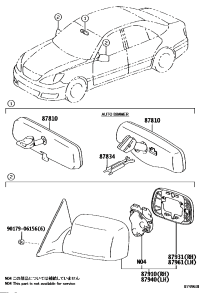 87810AC040-Mirror assy, inside
