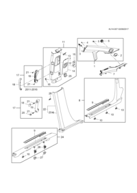 9008107-Garnish, center pillar (upper B- pillar, without roof rail air bag) (incl. 12-16, 25)