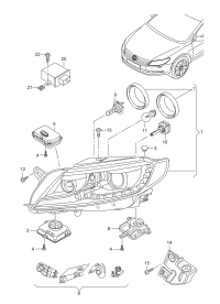 L35D941751B-Headlamp, for corner lamp: