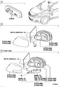 879100D410-MIRROR ASSY, OUTER REAR VIEW, RH