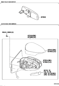 8791002E50A0-MIRROR ASSY, OUTER REAR VIEW, RH