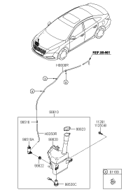 98610C3000-RESERVOIR & PUMP ASSY-WASHER