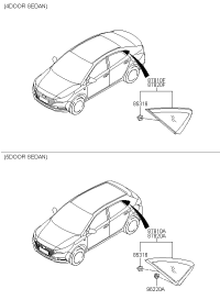 87810F9400-GLASS & MOULDING ASSY-QUARTER