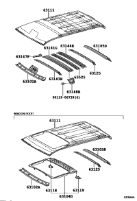 631050C120-Frame sub-assy, back window, upper