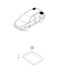 878201F020-GLASS & MOULDING ASSY-QTR/ FIX
