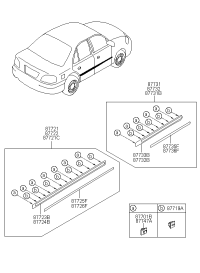 8773222850-MOULDING ASSY-RR DR W/LINE RH