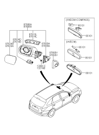 851011D000-MIRROR ASSY-RR VIEW INSIDE