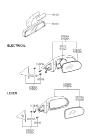 876102D005-MIRROR ASSY-OUTSIDE RR VIEW,LH