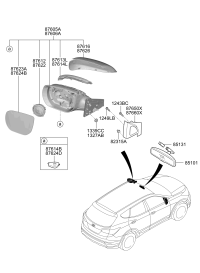 876102W011-MIRROR ASSY-OUTSIDE RR VIEW,LH