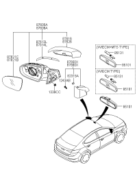 87610F0000-MIRROR ASSY-OUTSIDE RR VIEW,LH