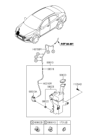 98610F9000-RESERVOIR & PUMP ASSY-WASHER