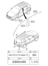 863823W000-B/tape-rr dr frame upr, lh