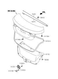 792734V000-BAR TRUNK LID HINGE TORSION,LH