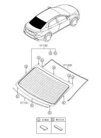 87110B3000-GLASS ASSY-RR WDW