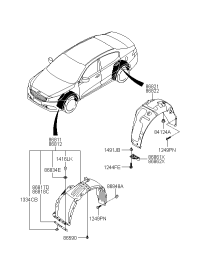 86811D1000-Guard assy-front wheel, lh