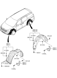 86831A9000-GUARD ASSY-FR WHEEL MUD LH