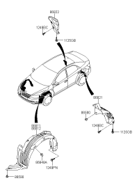 868111X500-Guard assy-front wheel, lh