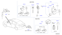 H06013AW0A-CYLINDER SET-DOOR LOCK,LH