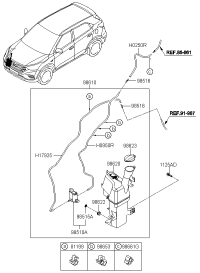 98610C9000-RESERVOIR & PUMP ASSY-WASHER
