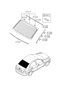 871101E030-GLASS ASSY-RR WDW
