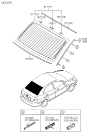 871101E000-GLASS ASSY-RR WDW