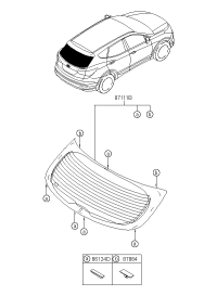 871102W010-Glass assy-t/gate