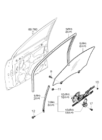 0K2FA58605-CHANNEL-GLASS RUN,RH
