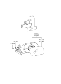 876053B370-MIRROR ASSY-OUTSIDE RR VIEW,LH