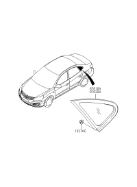 878100Q500-GLASS & MOULDING ASSY-QUARTER