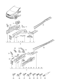 5QA803092-Rail with stiffener and weld nut