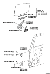 698030D100-REGULATOR SUB-ASSY, REAR DOOR WINDOW, RH