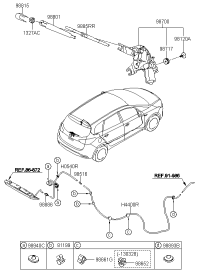 98700A4000-MOTOR & LINKAGE ASSY-RR WIPER
