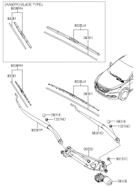 98350B3000-BLADE ASSY-WIPER,DS