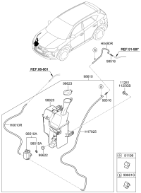 98610F8500-RESERVOIR & PUMP ASSY-WASHER