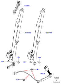 LR003534-S/BELT ASSY-RR CLR 3PT LH