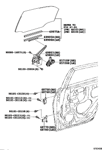 698030P010-REGULATOR SUB-ASSY, REAR DOOR WINDOW, RH
