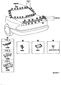 7549150010-CLIP, BACK WINDOW OUTSIDE MOULDING, NO.1