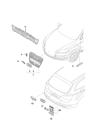 L8R0853651A1QP-Grille, radiator complete rock ash