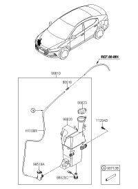 98610F0100-RESERVOIR & PUMP ASSY-WASHER