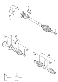 7N0407763-Swing shaft with cv joint