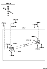 0437104043-Spider kit, front propeller shaft universal joint