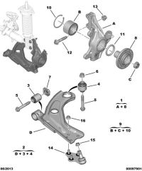 9678311380-Arm comp., r. fr. axle