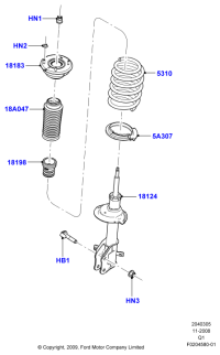 9T4Z18124A-Shock absorber assy/lh