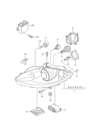 5P1941754E-Headlamp, for dynamic and static swivel lamp